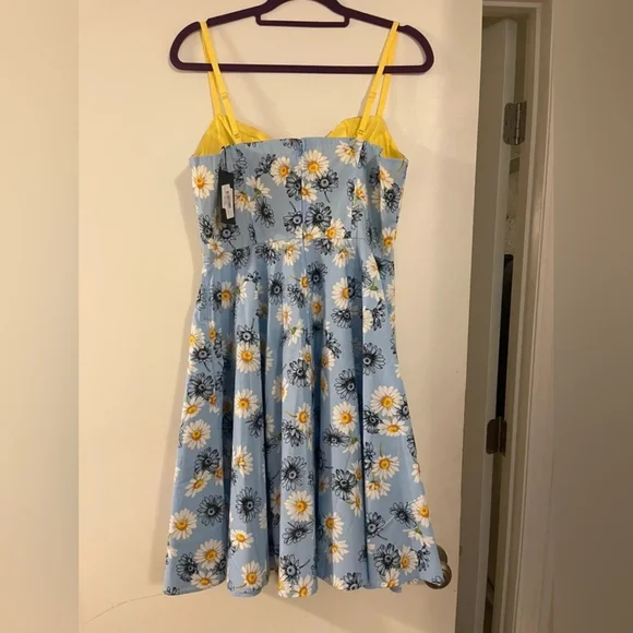 Blue Daisy Print Sundress with Yellow Straps - Picture 7 of 7